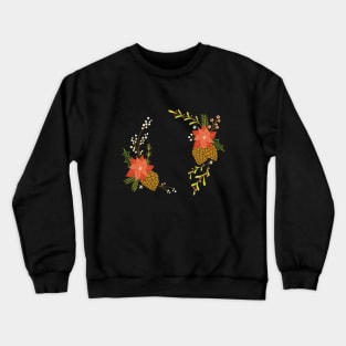 Christmas Florals on Black Crewneck Sweatshirt